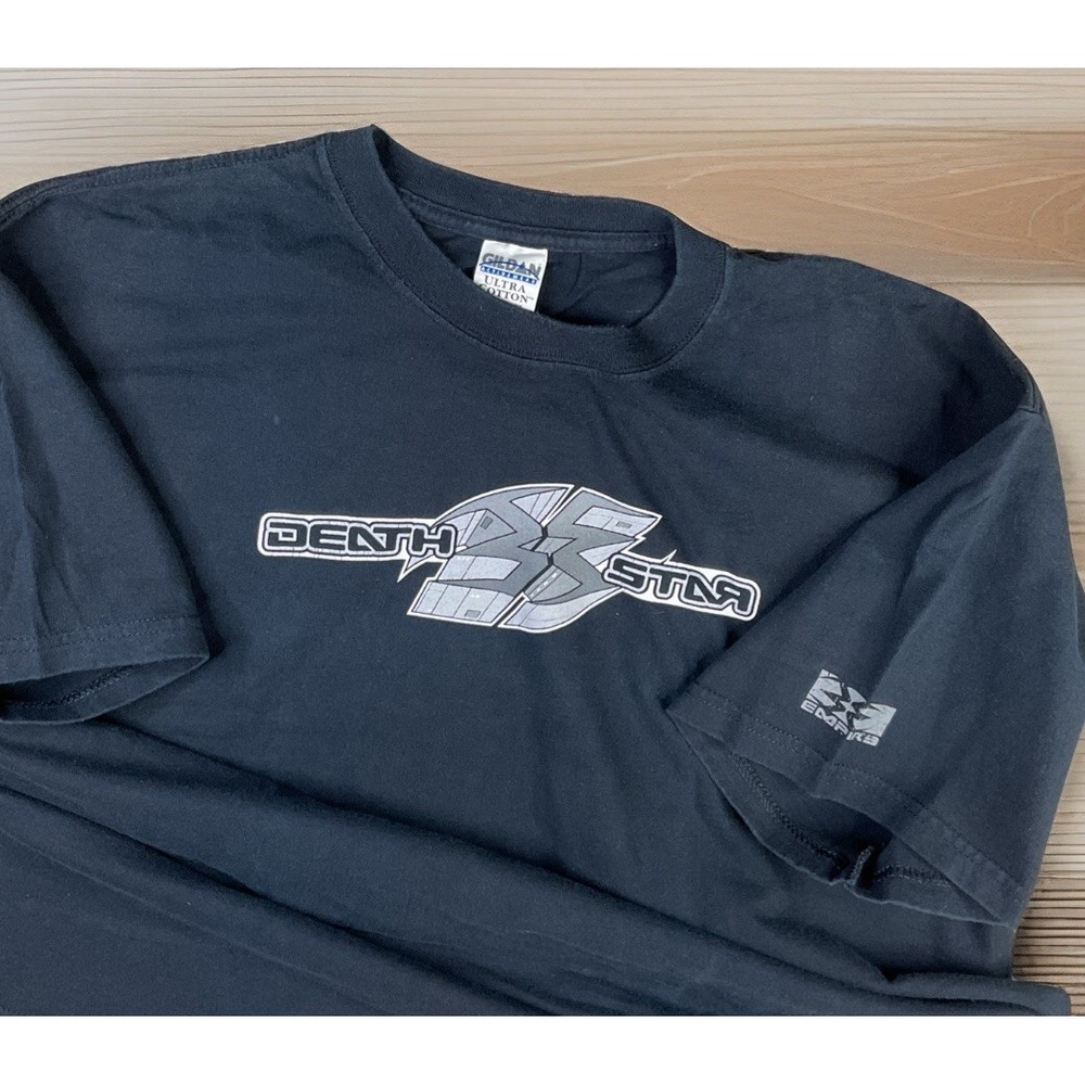 Empire Paintball Mens Graphic T-Shirt Death Star Logo Black Y2K Rare XL Vintage